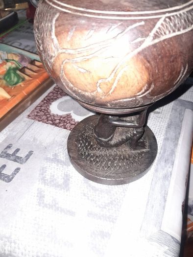 A Beautiful Large Old African Carved Wooden Tobbacco Jar with Lid Postage Available on all my Items or Collection in Rochfortbridge Westmeath,
