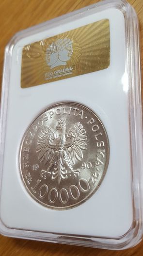 Poland 100000 zlotych 1990 solidarity silver coin