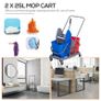 Washing Cart Professional Cleaning Cart Jaw Press 2 Buckets 25 L 73L x 45W x 92H cm Plastic Gray Blue Red Image 6