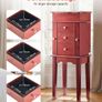 Jewelry Cabinet Standing Wood Jewelry Storage Chest with 3 Drawers, Flip Top Mirror Image 3