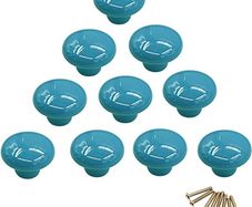10Pcs Round Colorful Ceramic Cabinet Knobs Single Hole Pull Handle for Drawer,Cupboard,Dresser,Door (FREE POSTAGE)