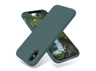 Liquid Silicone Case For iPhone XS Max Luxury Thin ShockProof Soft Phone Cover Green - FHT2IPXSMLK