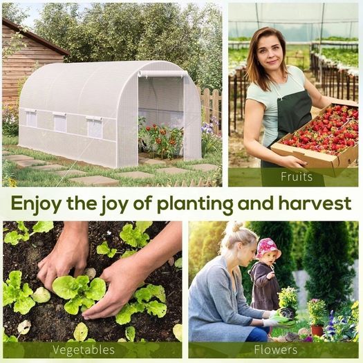 4 x 2 x 2m Walk-in Greenhouse Plant Growth Tent Warm House Gardening Tunnel Outdoor PE cloth Metal Frame