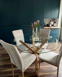 4 Beige Upholstered Dining Chairs
