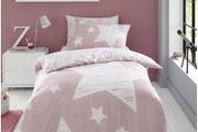 Kids Super Star Duvet Cover Set Single | Blush Pink Star Bedding Set with Pillowcase | Soft Polycotton Reversible Bed Set for Boys &amp; Girls Bedroom