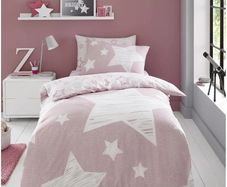 Kids Super Star Duvet Cover Set Single | Blush Pink Star Bedding Set with Pillowcase | Soft Polycotton Reversible Bed Set for Boys & Girls Bedroom
