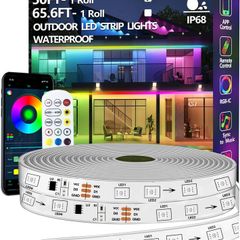 LED Strip Lights Waterproof 10m Outdoor,IP68 Outside RGB+IC Light Strip with App/Remote Control
