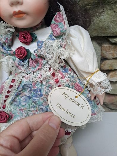 Leonardo Porcelain Doll Charlotte Vintage Floral Dress