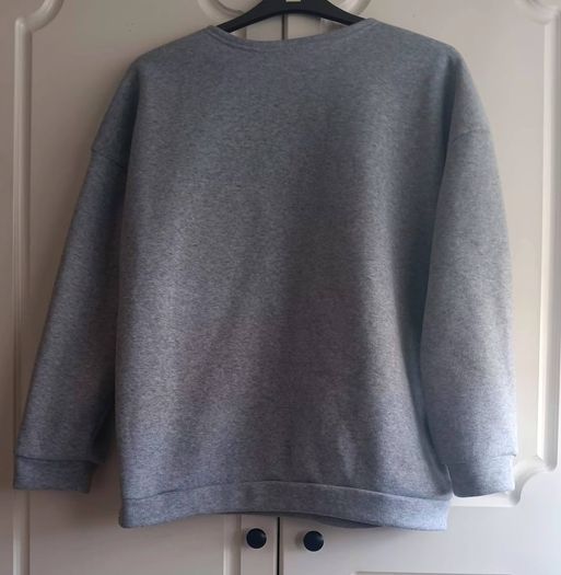 Grey Sweatshirt with Lace V-neck