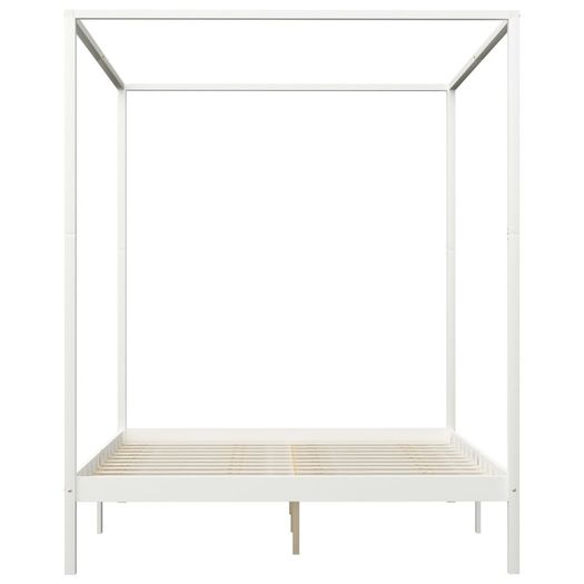 Canopy Bed Frame with 2 Drawers White Solid Pine Wood 180x200cm
