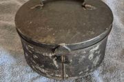 Vintage metal hat box ,victorian military.