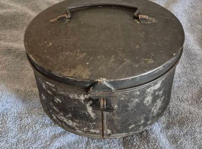 Vintage metal hat box ,victorian military.