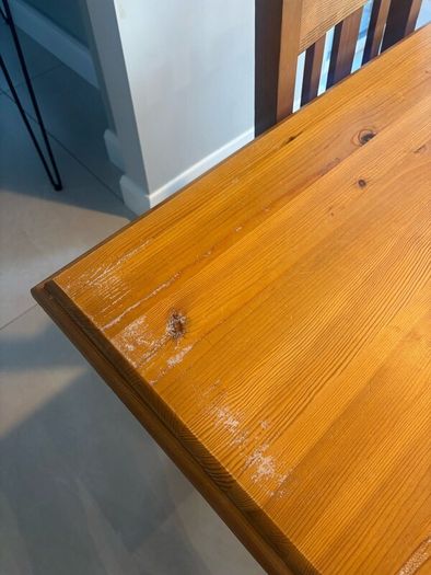 Farmhouse solid oak kitchen table and six chairs