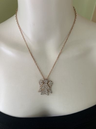 Fold tone sparkling angel chain necklace