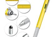 6 In 1 Multifunctional Tool Pen Scale Level Gauge Screwdriver Capacitor Head Handwriting Rotary Metal Tool Smooth Ballpoint Pen