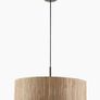 Matt black 3 Light Pendant with Natural Seagrass Shade Image 2