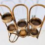 Vintage Folding Rattan Plant Stand-6 Holders Image 2
