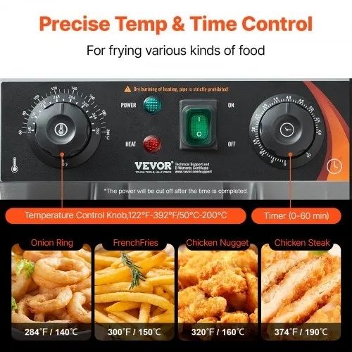 Commercial Deep Fryer, Dual Tank 3000W Electric Countertop Fryer with Basket, 2 x 11.6Qt/11L Double Stainless Steel Oil Fryer with Oil Filtration, Time & Temp Control, for Kitchen Restaurant Use