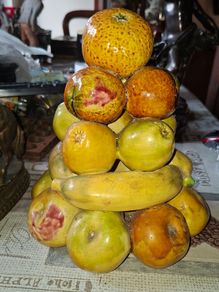 Beautiful one piece Majolica Fruit Stack c1960s will certainly impress your guest Postage Available,