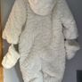 Little John Rocha white fur with flower pattern Pram suit Sz 3-6 mths EUC Image 4