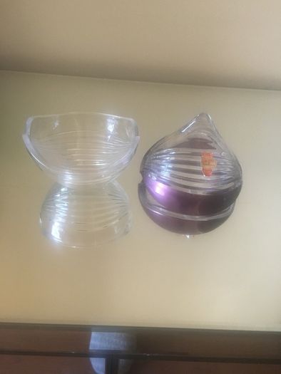 Crystal Anna Hutte bowl with lid.