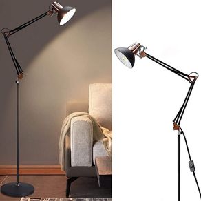Modern Grey-Black Gold Reading Floor Lamp, Adjustable LED Standing Floor lamp, E27 Bulb Base, LED Floor Light for Bedroom, Living Room, Library,Office (FREE POSTAGE)