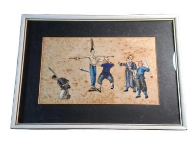 Chinese Watercolour on Pith Paper - Versions of Punishment #2