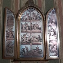 19th century metal religious tryptych.