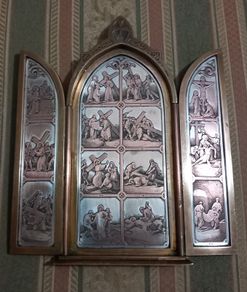 19th century metal religious tryptych.