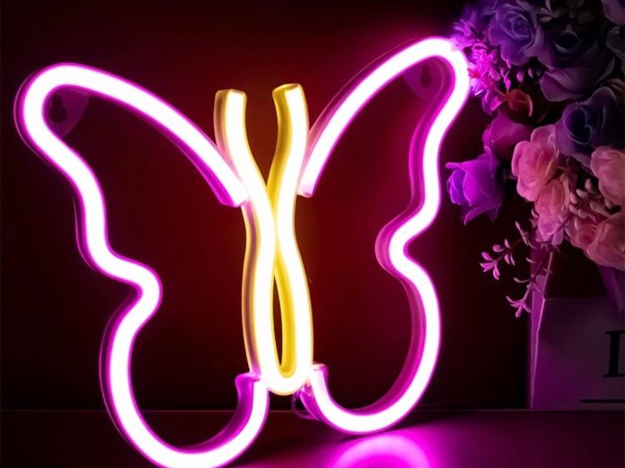 Butterfly Neon Signs Lights for Bedroom Wall Decor, USB or Battery LED Neon Night Light Wall Decoration, Aesthetic Room Decor for Girls, Kids, Living Room, Bar, Dorm, Men Cave (MULTIPLE COLOURS)