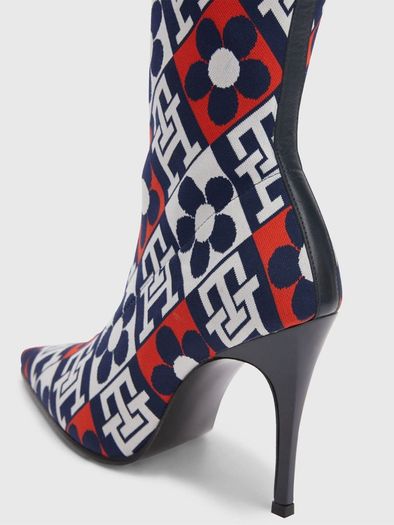 Tommy Hilfiger pointed block-monogram stiletto boots