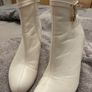 Women's white heeled boots with gold design Image 3