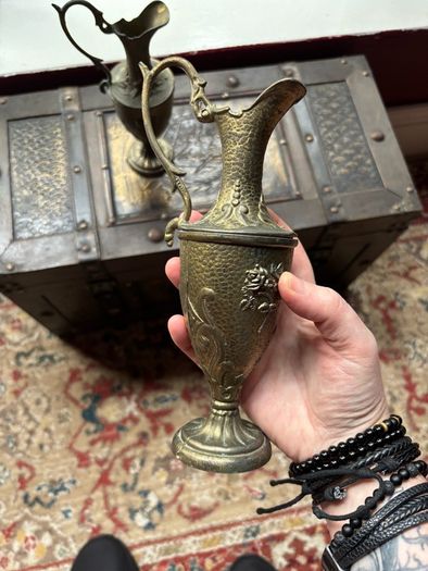 vintage art nouveau style brass ewers