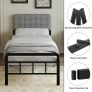 3ft Single Bed Frame with Upholstered Headboard and Footboard, 36cm High Image 6