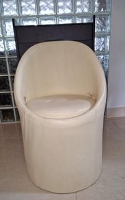 Cream Leather Tub Chair with storage