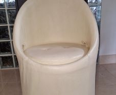 Cream Leather Tub Chair with storage