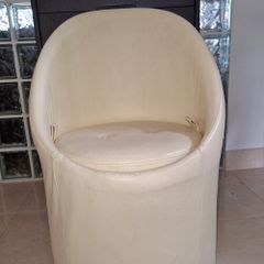Cream Leather Tub Chair with storage