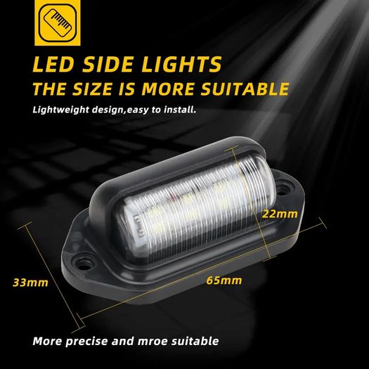 Truck Side Marker Lights 6 LED Bulbs 12V 24V For SUV Truck Trailer Van Tag Step Lamp Motorcycle Signal Lamp Universal