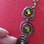 Vintage Twisted Bracelet with Green Glass Beads Inserts. Image 7