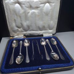 Antique Sterling Silver Spoon Set Sheffield 1916 Cased