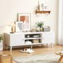 TV Stand for 55, 65 Inch TV, Entertainment Center with Adjustable Shelf, TV Console with 2 Cabinets, Media Console, Storage White TV Stand, 4 Cord Holes, for Living Room, Bedroom - White Image 2