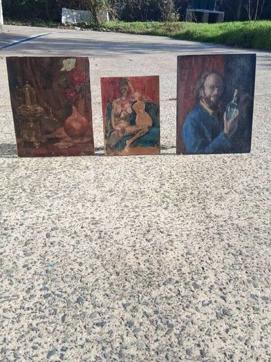 3 X George Weissbort Original Oil On Board