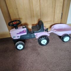 Pink tractor and trailer