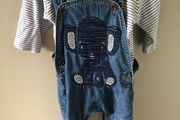 2 piece top &amp; denim dungaree set