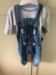 2 piece top & denim dungaree set