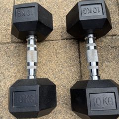 Pair of 10kg Hex Dumbbells - Excellent Condition