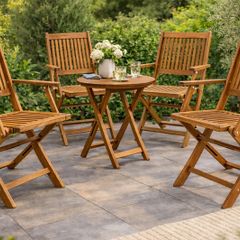 Set of 4 Acacia Wood Folding Garden Chairs