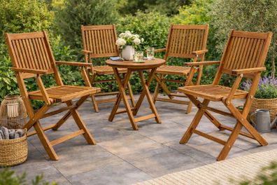 Set of 4 Acacia Wood Folding Garden Chairs