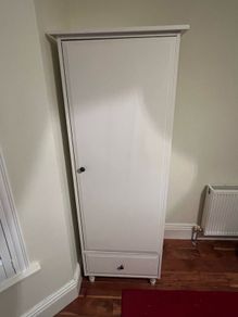 IKEA Visthus / Solgul Style Single Door Wardrobe / Storage Cabinet - White with Drawer