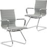 Set of 2 Cantilever  dining chairs PU Leather Visitor Chair with Chrome Frame Image 7